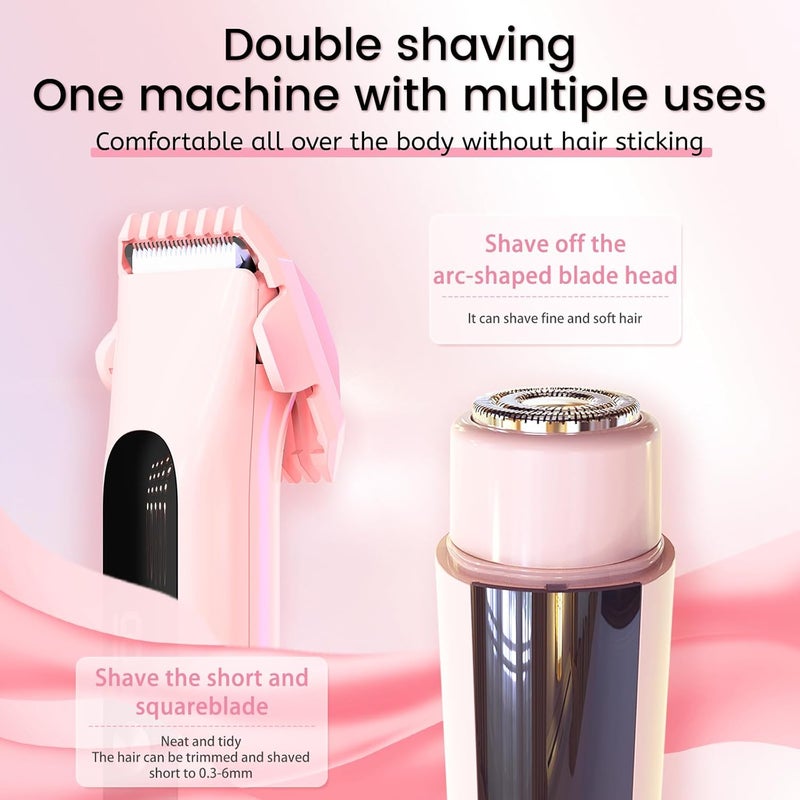 Chendssfkd 2 in 1 Electric Bikini Trimmer for Women, Dual Head Electric Shaver with LED Display, Rechargeable and Portable, IPX7 Waterproof Body and Facial Hair Removal, Stocking Stuffers Christmas Gifts - Image 3